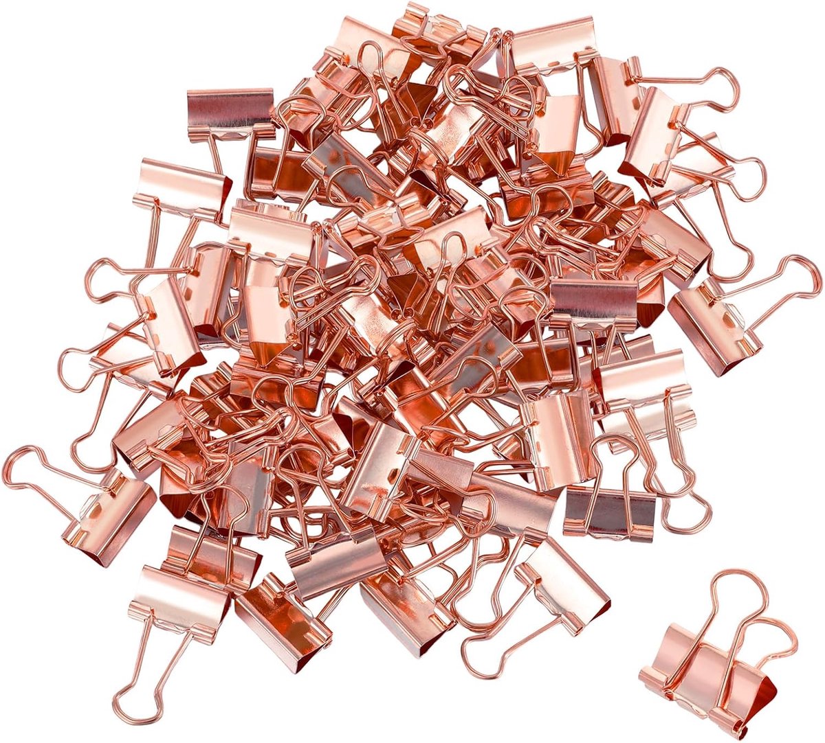 SnelShoppen - 80 Stuks Vouwbare Klemmen, 19mm Metalen Paperclips, Kantoorklemmen, Roze Goud, Ideaal voor Documenten, Foto's, Patronen en Meer