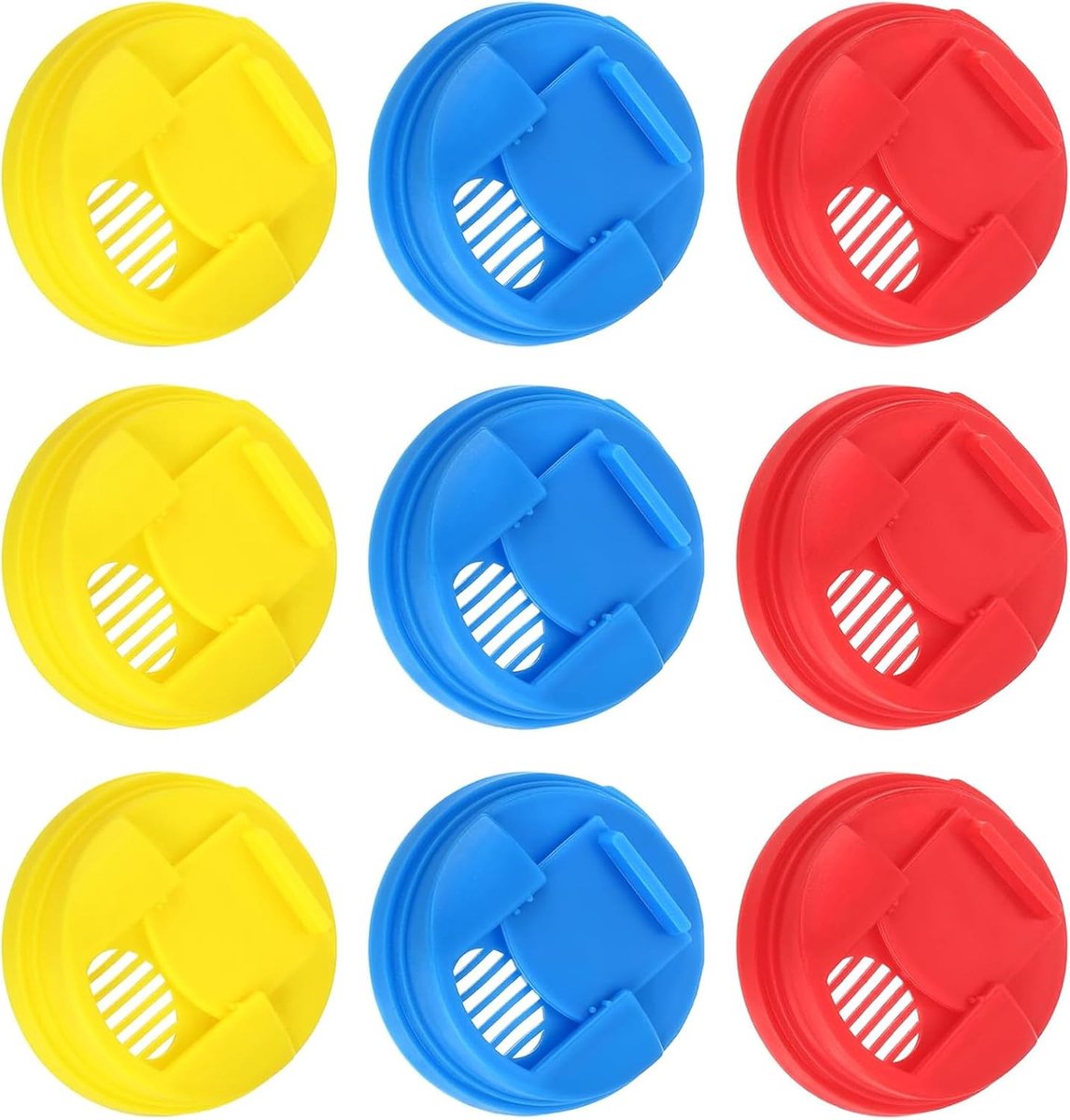 9 Stuks - Blikjes Sluiter - Sluiting Van Drankblikjes - Drinkbeschermer - Herbruikbare - Plastic - Can cover - Universeel - 6.1×5.8×2.5cm - Blauw, Rood, Geel