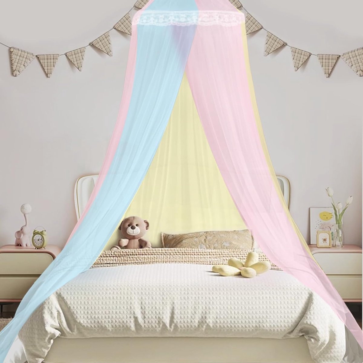 SnelShoppen - Mosquito Net voor Reis, Babybed, Insectenbescherming, 60x250x850 cm, Hangnet voor Camping, Tuin, Kleurrijk Design, Geschikt voor Kindere