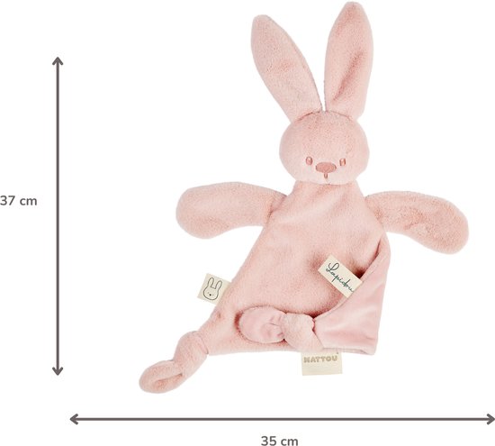 Nattou Lapidou Baby Knuffeldoekje - 37 x 35 cm - Doudou Konijn - Poederroze van Nattou — afbeelding 4