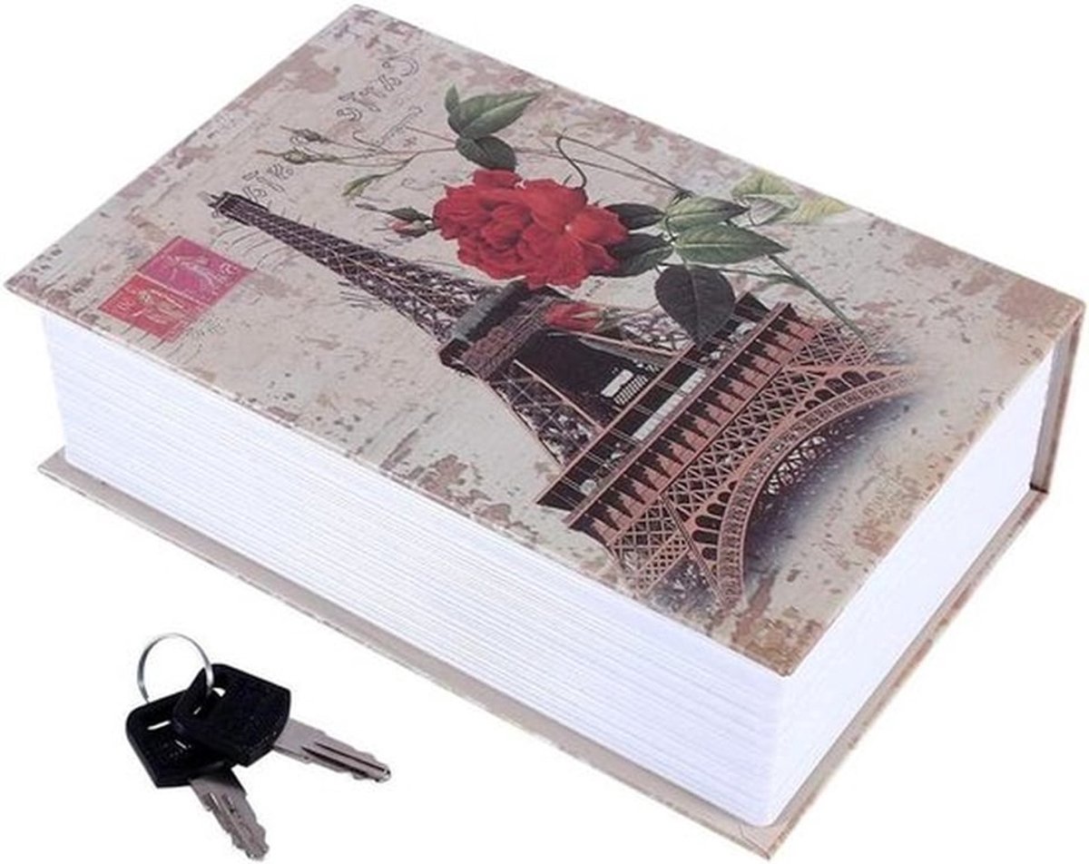 Geheim Boek Woordenboek Opbergdoos Geld Juwelen Thuis Kantoor 18x11,5x5,5 cm Eiffel toren Design