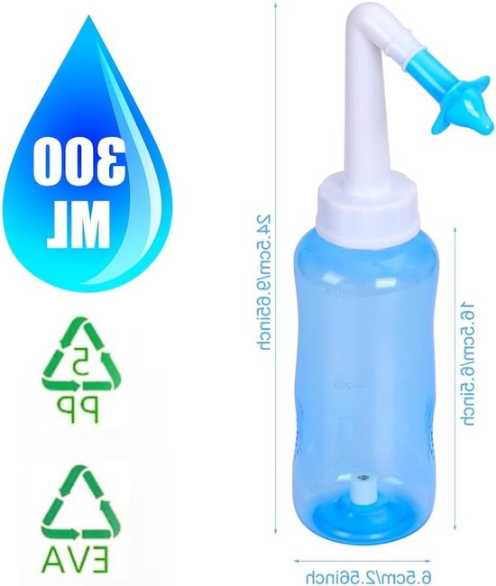 Nasal Reinigingsset voor Volwassenen en Kinderen, Neusspoeling en Sinusirrigatie, 300 ml, BPA-vrij en Effectieve Neusverzorging — afbeelding 5