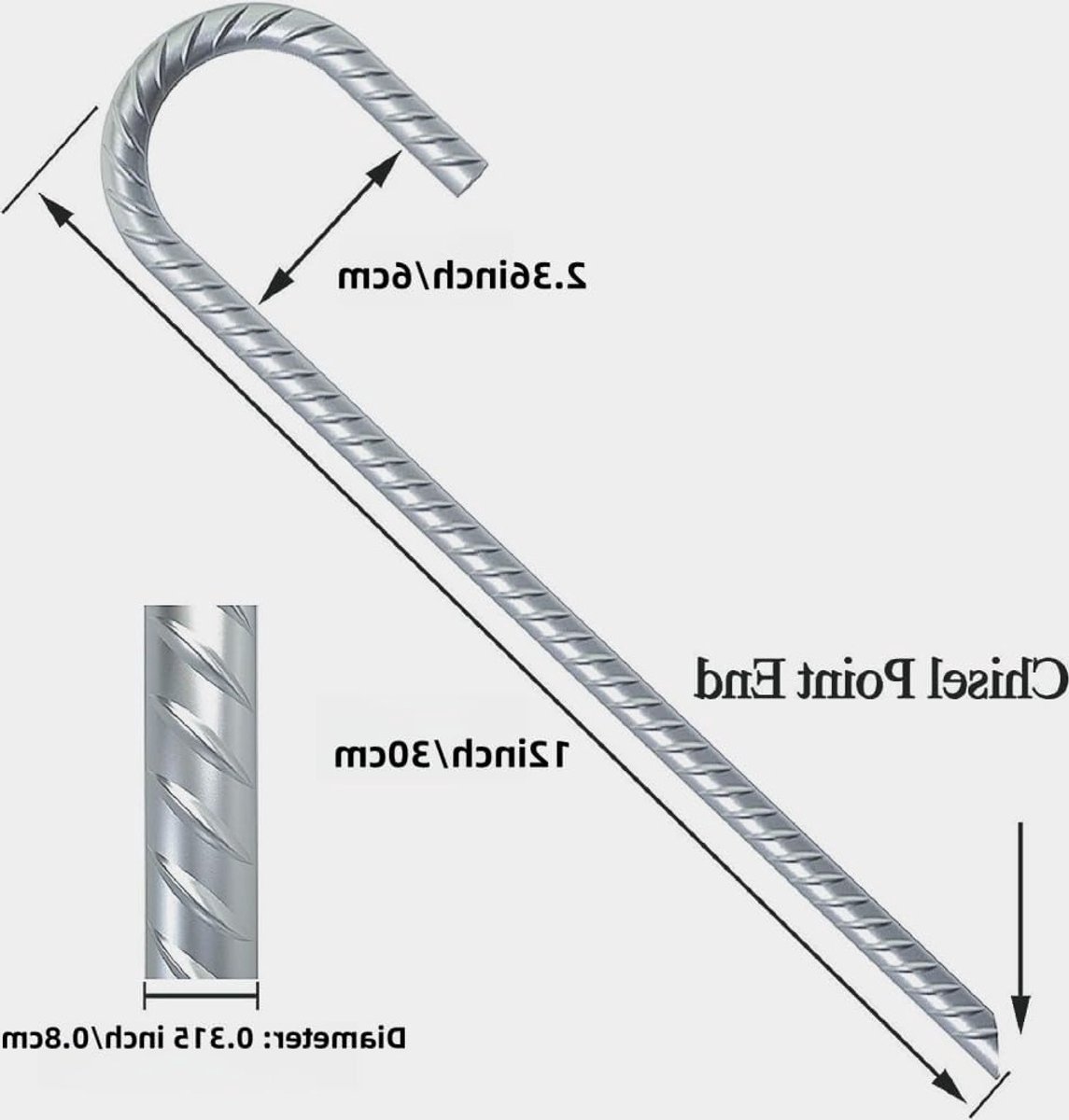 Duurzame 30 cm grondankers met J-haak, roestbestendig staal, ideaal voor campingtent en tuinondersteuning, 10 stuks