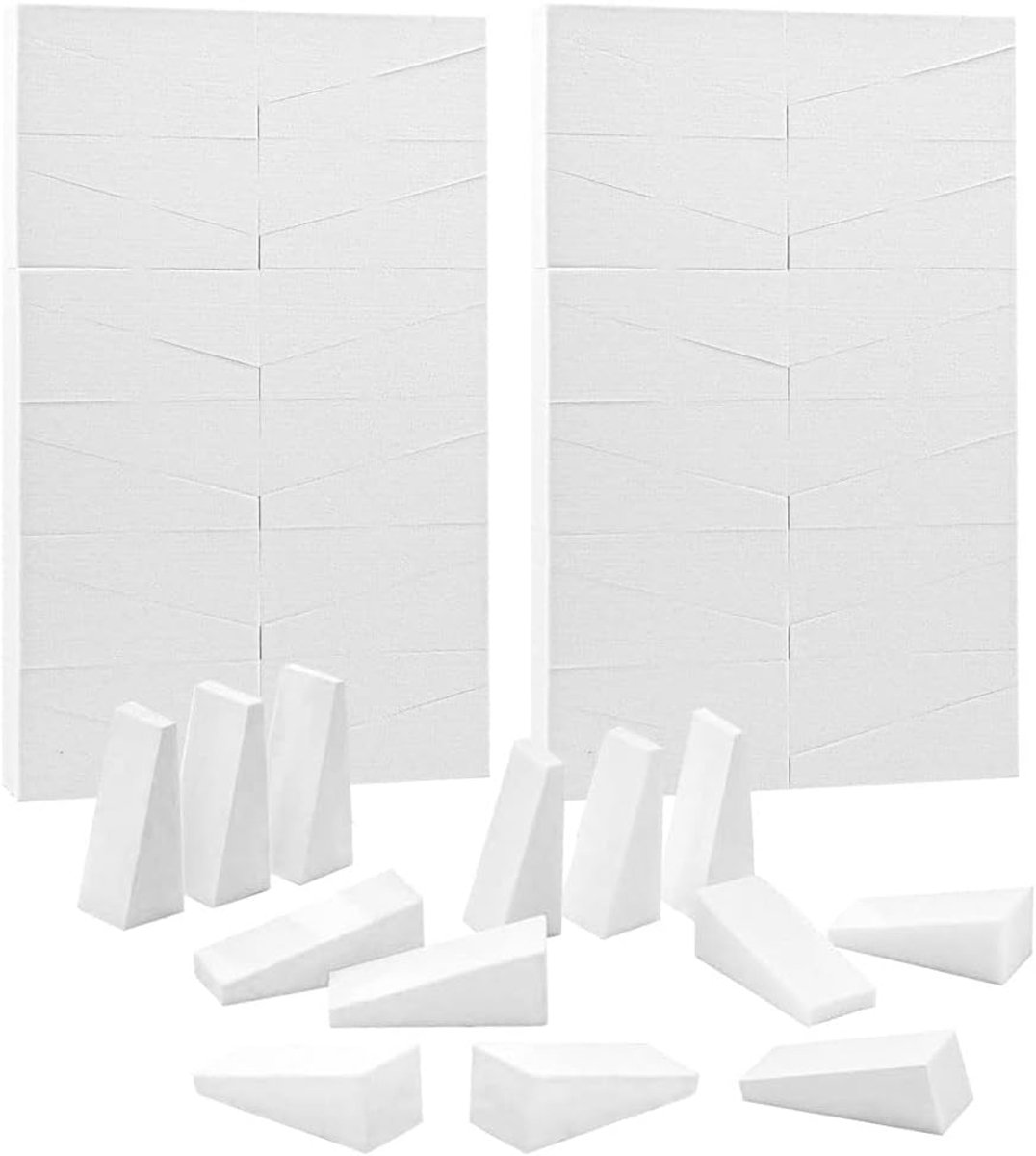 SnelShoppen - 48 Stuks Make-up Sponsjes, Triangulaire Latexvrije Make-up Puff voor Foundation, Liquid en Crème, Wasbaar en Herbruikbaar, Wit