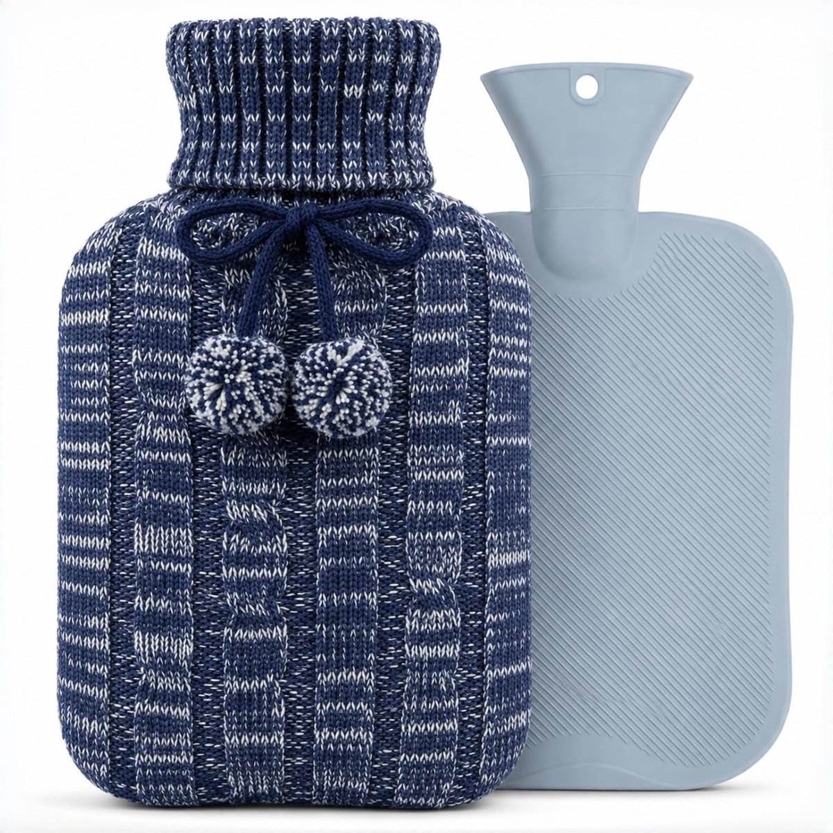 SnelShoppen - Warmwaterkruik 2L met gebreide hoes voor pijnverlichting, menstruatiekrampen, hand- en voetenwarmer, bedwarmer, warm en koud kompres, za