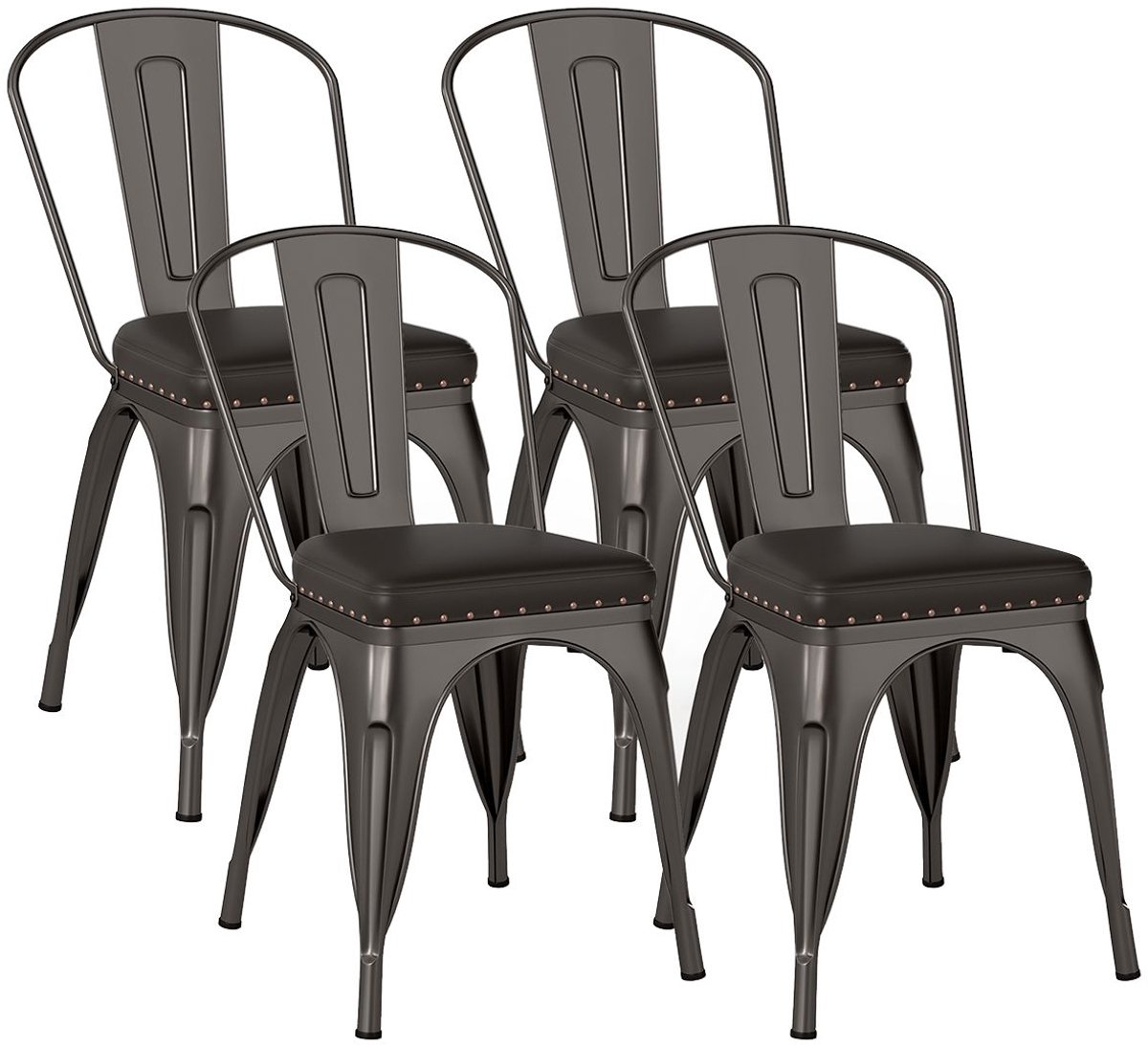 SureDeal® - Eettafel - Eetkamerstoelen 4-delige Bistrostoel - Bekleding Tuinstoelen - Rugl