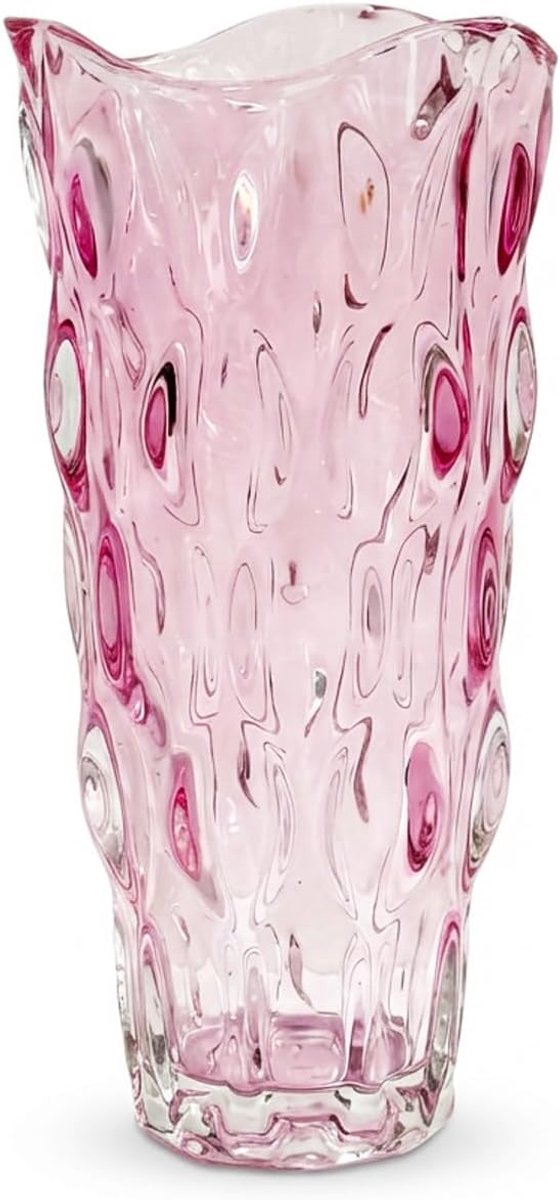 SnelShoppen - Grote roze vaas 30 cm hoog, moderne tafelvaas, shatterproof, hoogwaardig kristal, cadeau voor Kerst en Thanksgiving