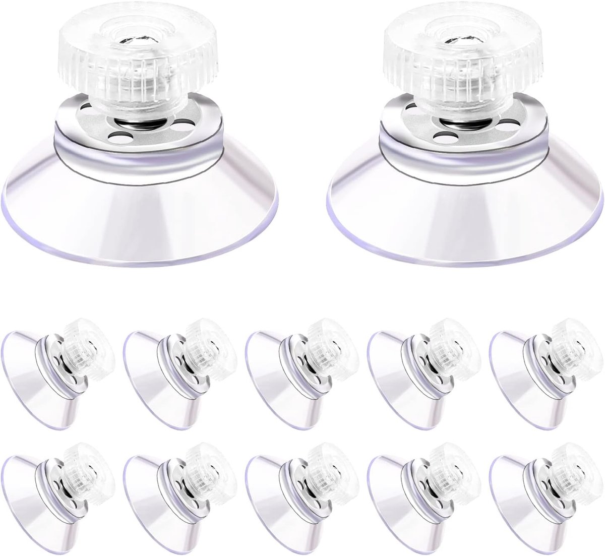 SnelShoppen - Pack van 12 Zuignappen, 25 mm, Transparante PVC Zuignappen voor Ramen, Glazen, Sterke Zuignappen met M5 Draad, Ideaal voor Thuis, Tuin e