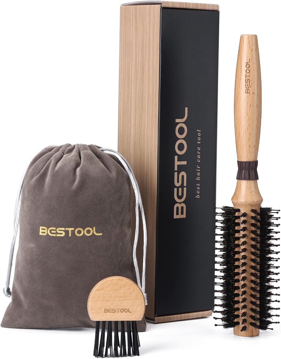 SnelShoppen - Professionele Ronde Haarborstel voor Föhnen, 20mm, Boar Haren met Nylon Pins, Geschikt voor Rechtmaken en Krullen, Verbeterde Haartextuu