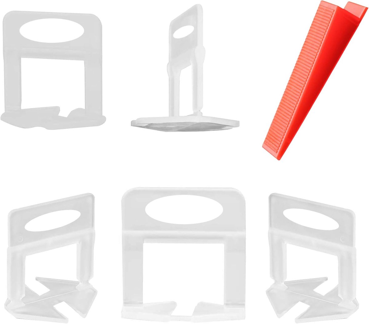 SnelShoppen - 600 Stuks Tegel Leveling Systeem 2mm - 500 Tegel Spacer Clips en 100 Herbruikbare Wedges voor Vloertegels, Wandtegels, Keramische Tegels