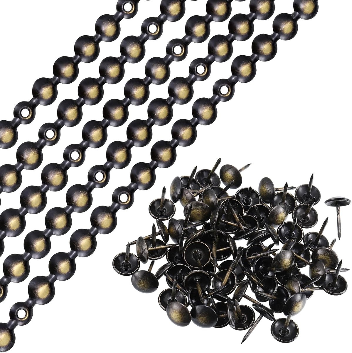 SnelShoppen - Pack van 5 Decoratieve Quarkzman Upholstery Nails 1M Shiny Zwarte Gouden Spijkers voor Meubilair, Sofa, Bed, Stoelen en Interieurdecorat