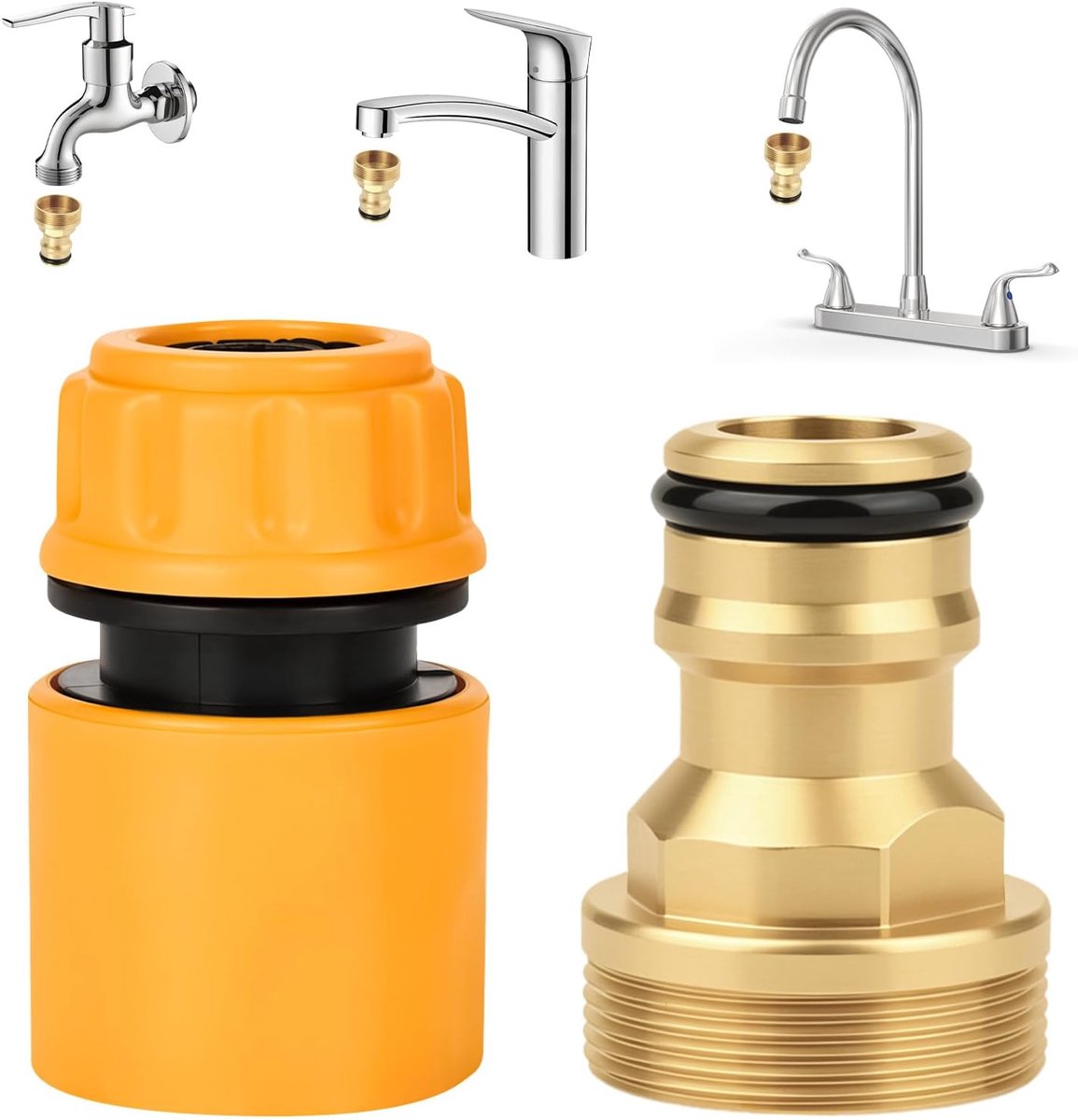 SnelShoppen - 2 Stuks Adapter voor Waterkraan, Tuinslang, Keukenkraan, Slangconnector, Snelkoppeling, Tuinslangaansluiting voor Standaard Binnendraad