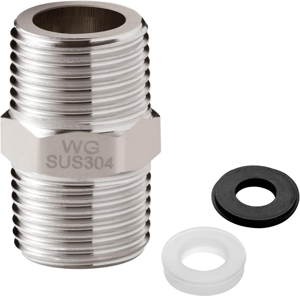 Thijox - Douchekop Connector G1/2 Inch - Massief Roestvrij Staal Douchekop Verlengstuk - Zilveren Doucheslang Reducer en Adapter - Geschikt voor PVC e