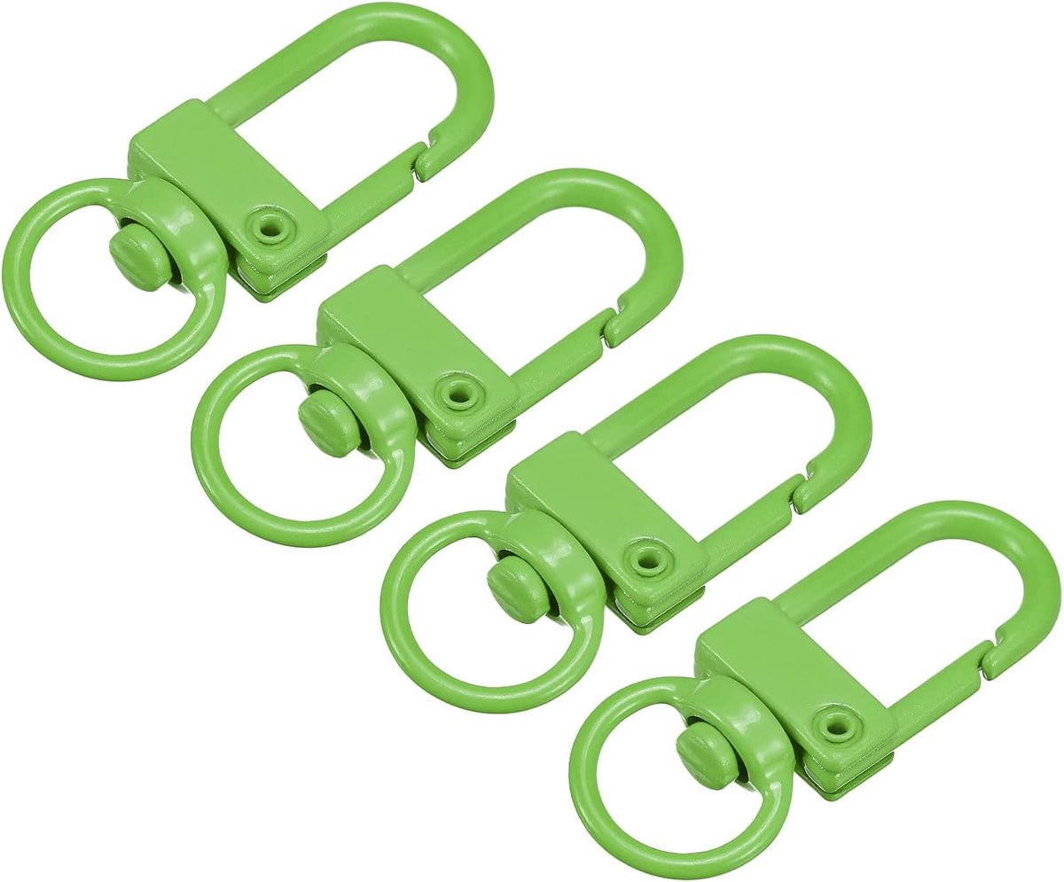 SnelShoppen - 4 Stuks Kleurvolle Twist Clasp Carabiner Lobster Clasp voor Sleutelhanger DIY Crafts 33x13mm Groen - Perfect voor Feest, Camping, Kinder