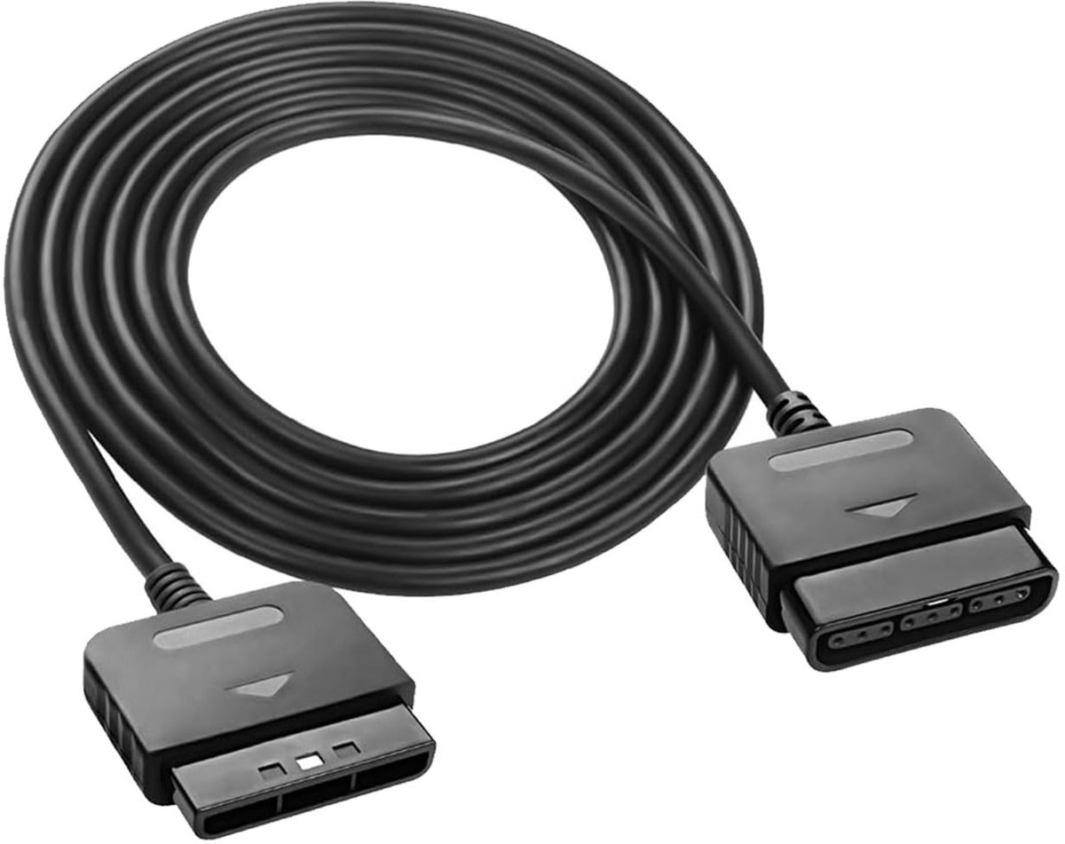 SnelShoppen - PS2 Controller Extension Kabel 1.8m - Gamepad Verlengkabel voor PlayStation 2 - Plug and Play - Ideaal voor Gaming - Zwart