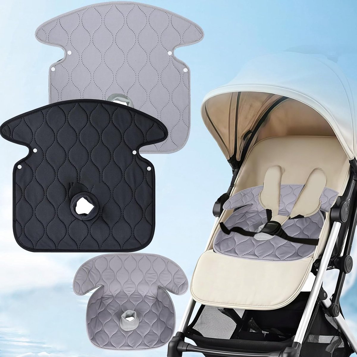 SnelShoppen - 360° Comfort Universele Kinderzit-Beschermpad voor Potjestraining - Zwart + Grijs - Geschikt voor Peuters, Kinderen, Potjestraining, Mee