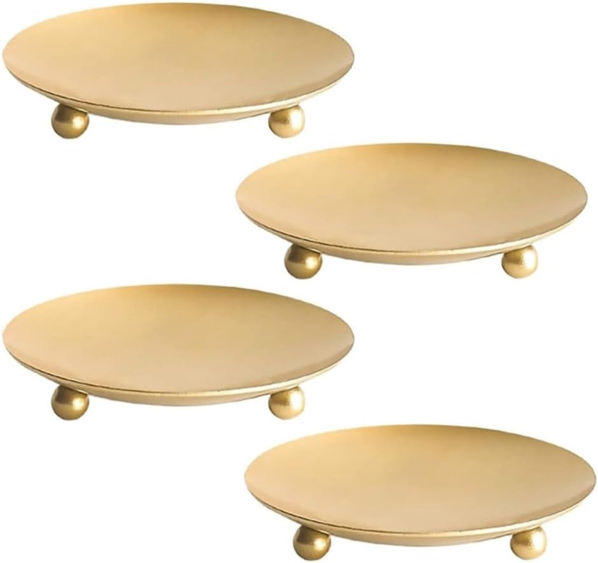 SnelShoppen - 4 Pcs Pillar Kaarsenhouders, Metalen Kaars Coasters, Ronde Kaarsenhouders voor Bruiloft, Kerst, Feest, Tafel Decoratie, 7 cm