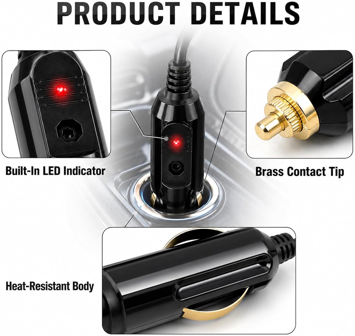 SnelShoppen - 2 stuks 12V/24V Sigarettenaansteker Stekker met 20A Beveiliging en Rode LED-Indicatielamp, Universele KFZ Stekker voor Auto, Vrachtwagen