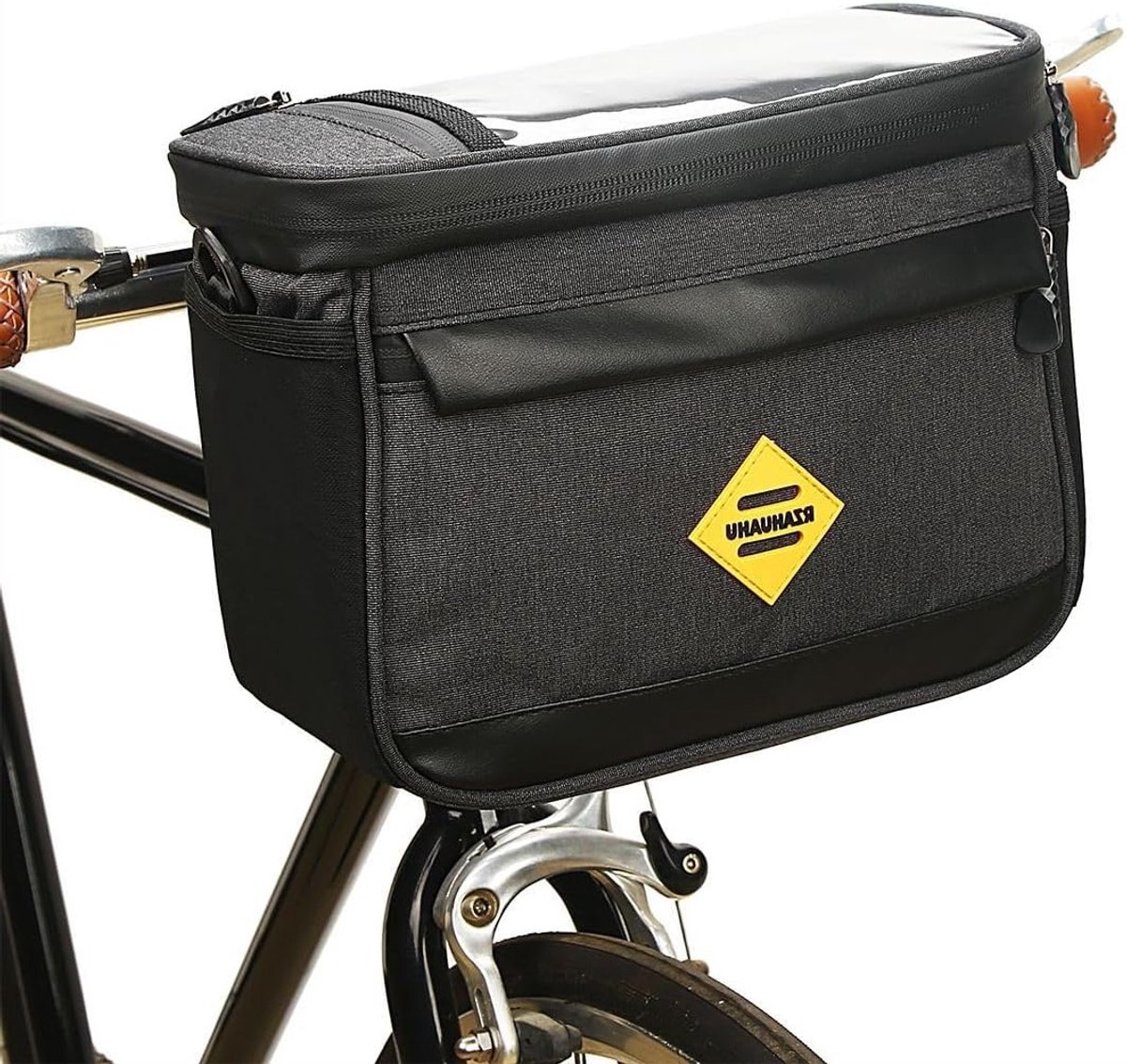 Waterdichte Fietsstuur Tas voor Fietsaccessoires, Frame Tas, Casual en Praktisch Ontwerp, Zwart
