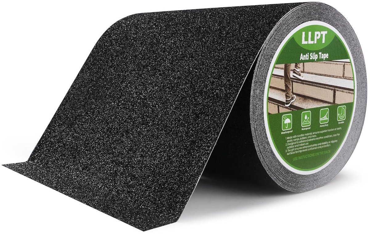 SnelShoppen - LLPT Grip Tape - Duurzame Antislip Tape - Waterdicht - Voor Trappen, Boten, Ramps - Zwart - 203mm x 11m - Ideaal voor Binnen & Buiten