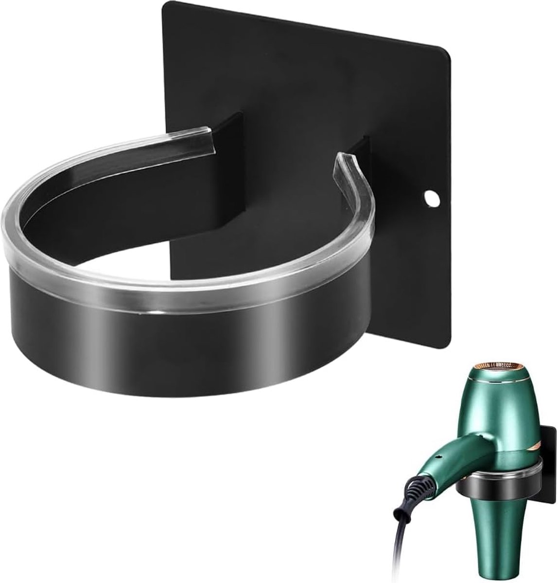 SnelShoppen - Hair Dryer Holder Wandbevestiging Zonder Boren - Zelfklevende Haardrogerhouder van Hoogwaardig Ruimte-aluminium - Ideaal voor Badkamer,