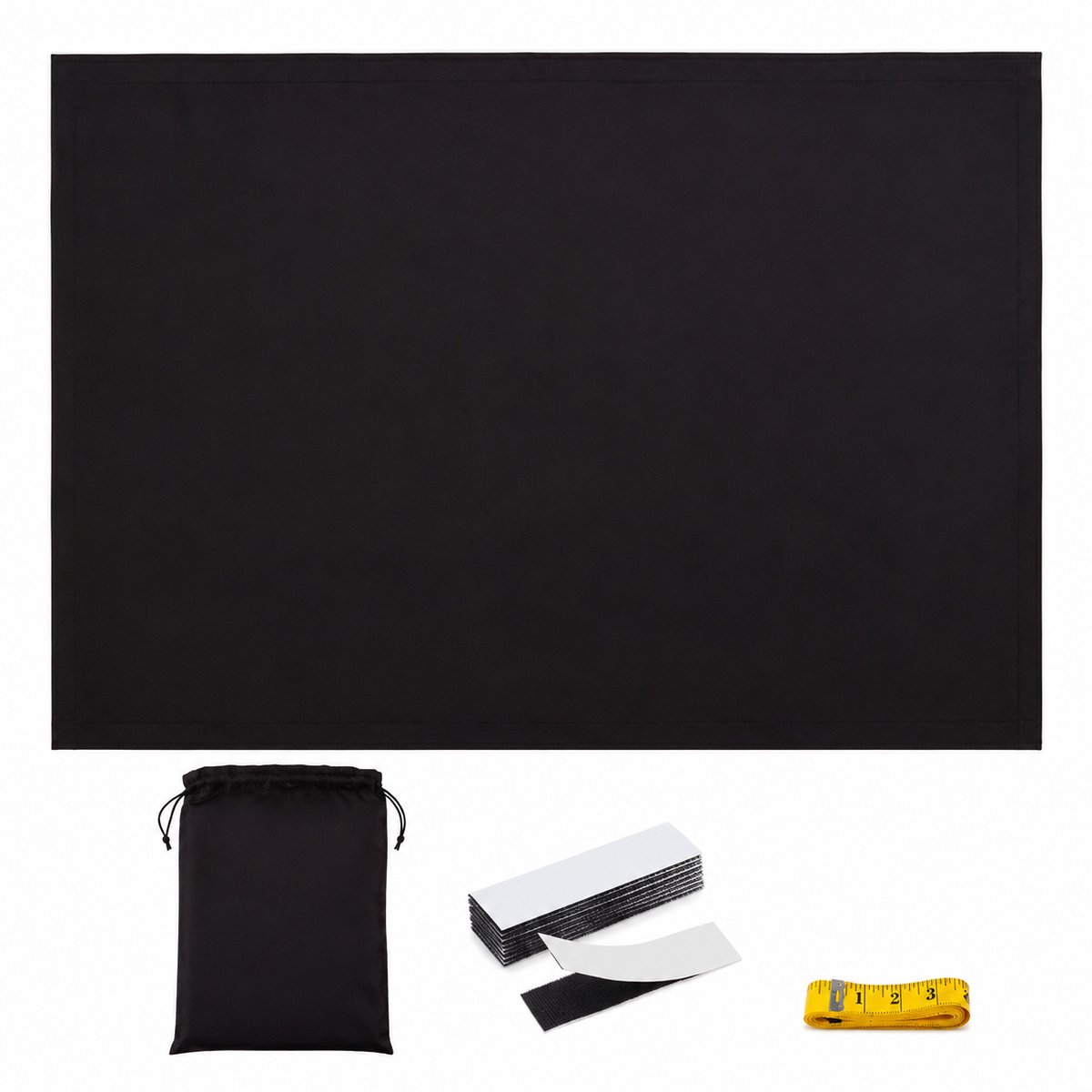 Verduisterende Gordijnen Zonder Boren - 145x300cm - Blackout Gordijn voor Babykamer & Slaapkamer - Thermisch Isolerend - Polyester - Zwart