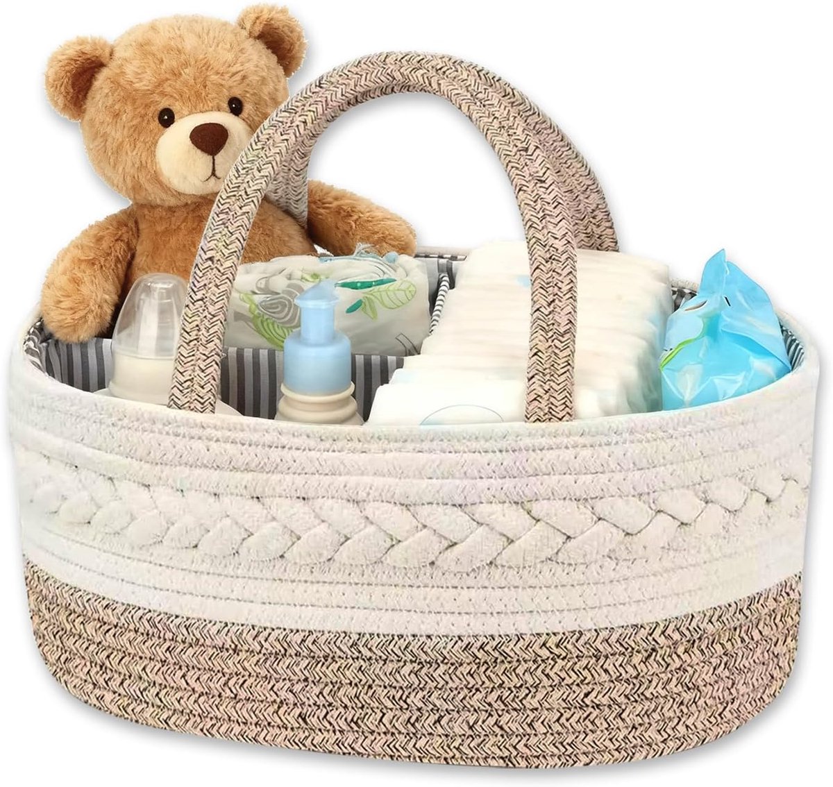 SnelShoppen - Baby Diaper Caddy Organiser - Multifunctionele Diaper Caddy met Compartimenten en Handvaten - Ruime Opslagbox voor Luiers, Kleding en Do