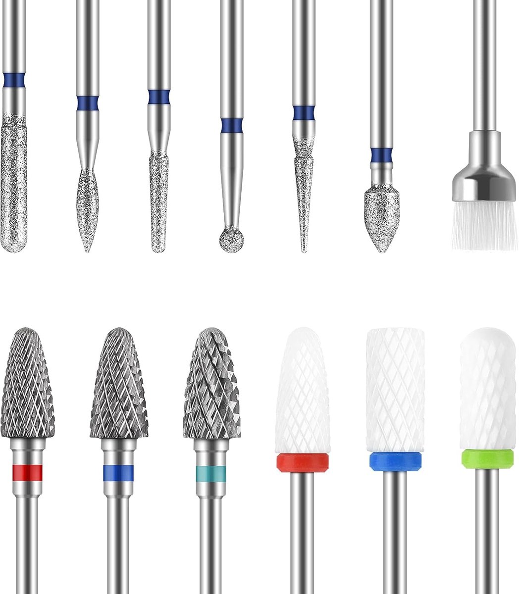 SnelShoppen - MAQUITA 13 Professionele Nagelsnijder Accessoires, 3 Stuks Tungsten Carbide & 3 Stuks Keramische Nagelbits voor Gel en Acryl Verwijderen