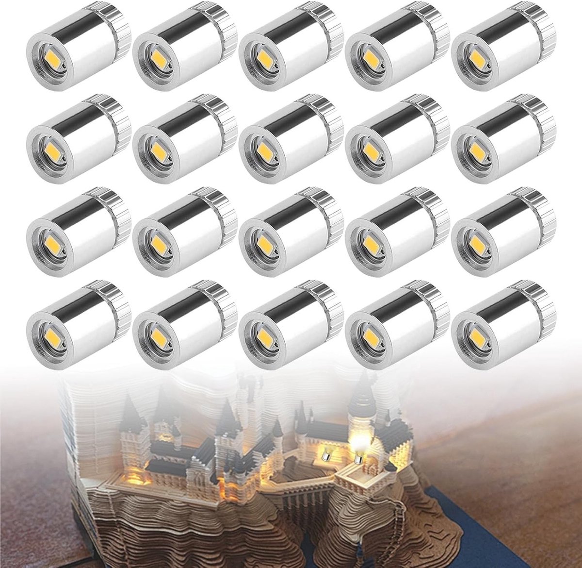 Set van 20 Mini LED Lichten in Warm Wit, Draadloze Mini Lampen voor Poppenhuis Verlichting, Decoratie en Creatieve Klussen