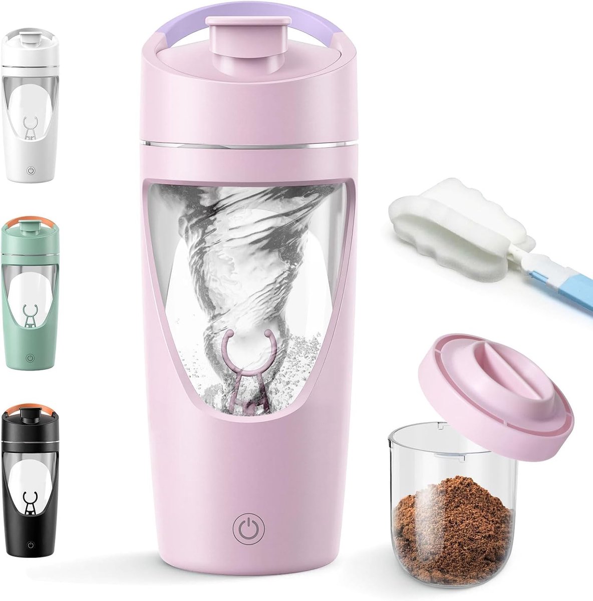 SnelShoppen - Electric Shaker, 700 ml Protein Shaker met Poedercompartiment, Tritan BPA-vrij, Roze, Perfect voor Shakes, Smoothies, Sport en Thuisgebr