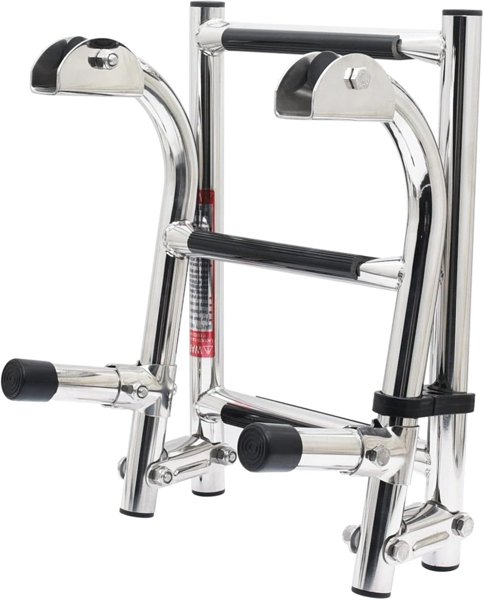 SnelShoppen - Bootladder - Vouwbare RVS Zwembad Ladder - 304 Roestvrijstaal - 61 cm Hoog - Compact Opbergformaat - Voor Jachten, Boten, Tuinen