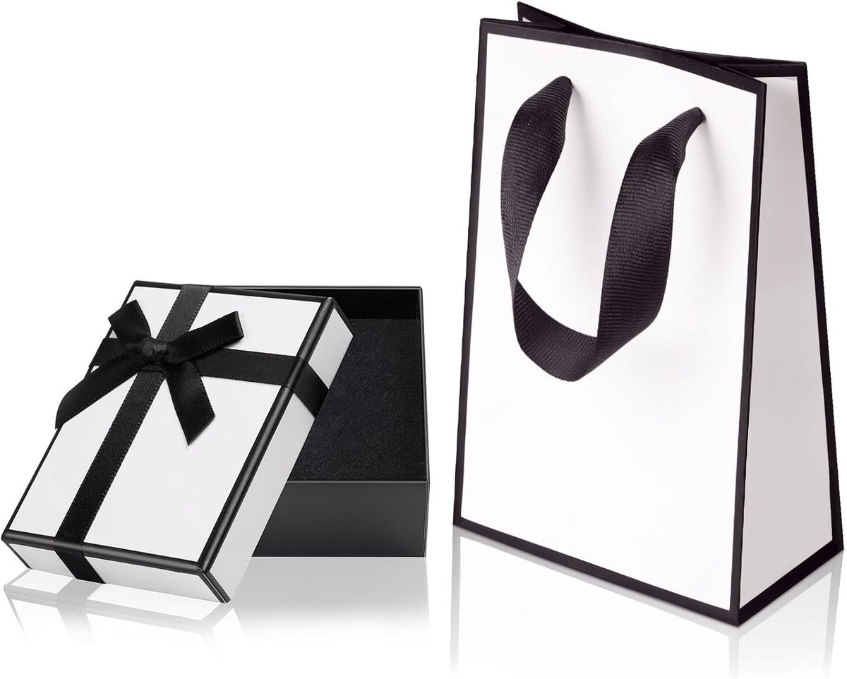 SnelShoppen - Luxe Geschenkdoos en Papieren Cadeauzak, 9 x 7 x 3 cm, Perfect voor Sieraden, Ringen, Oorbellen, Kettingen, Armbanden, Met Strik en Deks