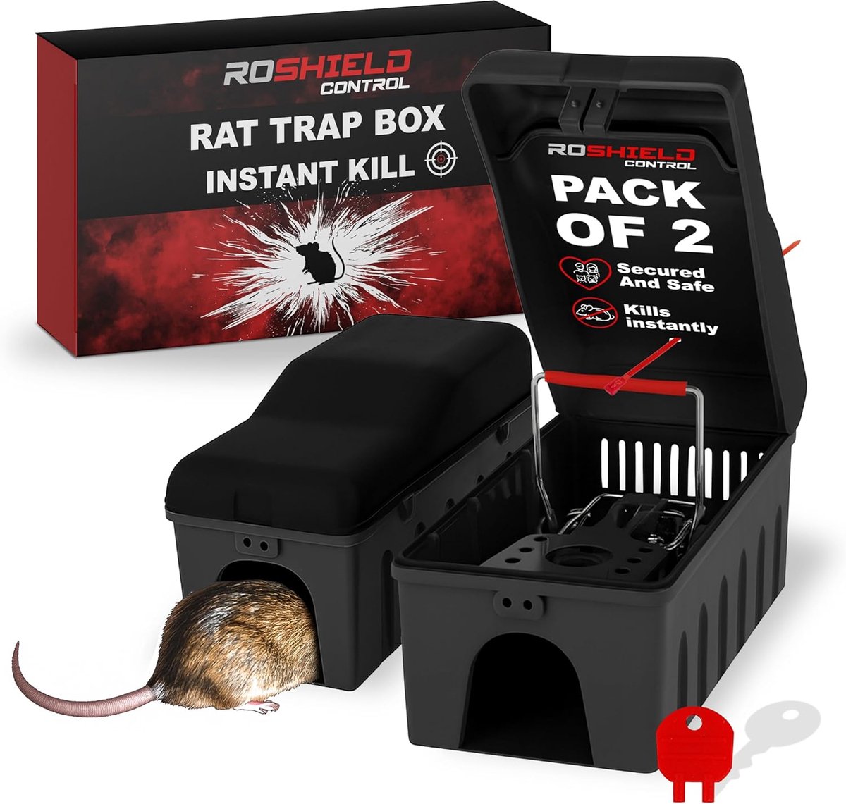 SnelShoppen - 2 x Rat Trap Killer Box - Professionele Kwaliteit, Eenvoudig te Installeren voor Thuis, Schuur & Garage - Veilig en Dierenvriendelijk