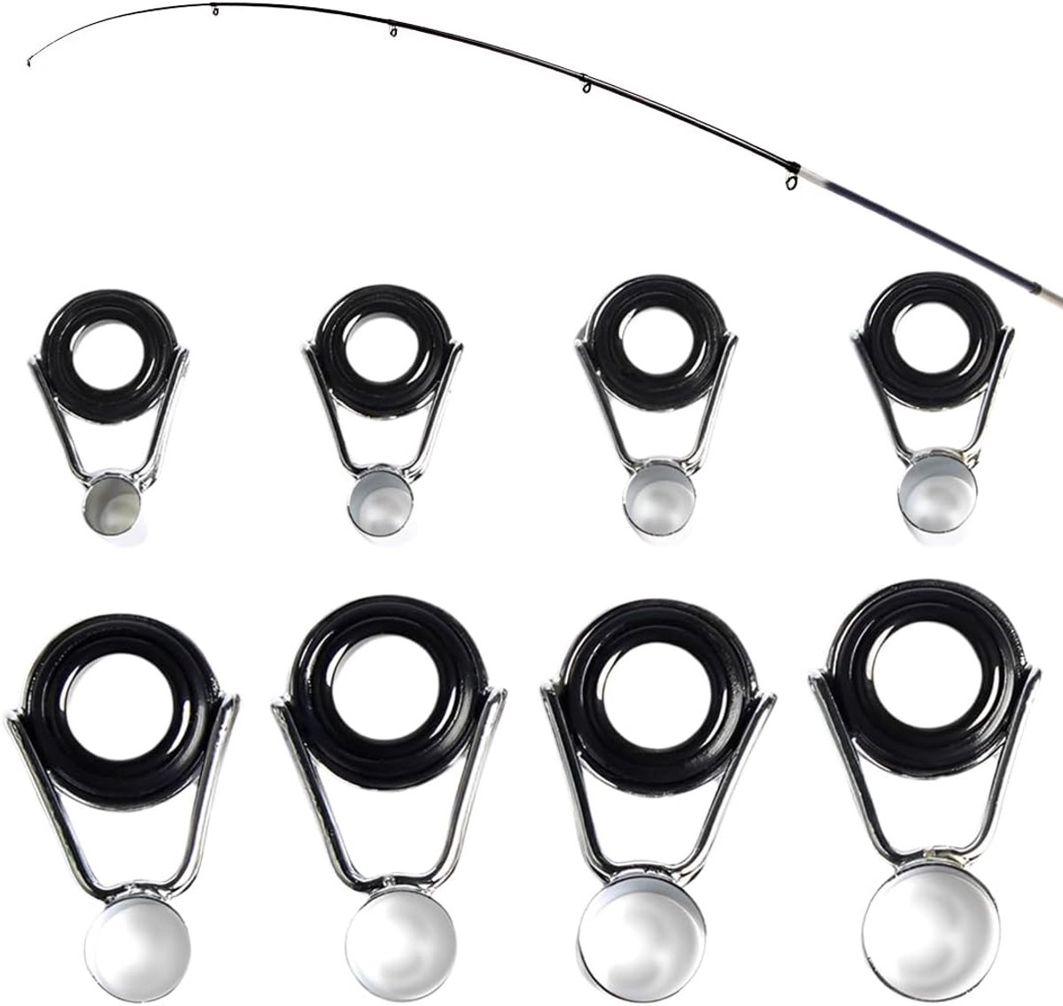 SnelShoppen - 8-delige visstokken reparatieset van roestvrij staal 4.2 - 7.5 mm, ideaal voor zoet- en zoutwater vissers, vis hengel reparatie kit