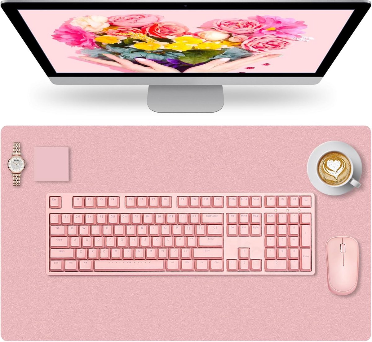 SnelShoppen - Desk Pad Pink 65x35cm - Bureauonderlegger, Kantooraccessoires, Beschermmat, Stijlvol en Functioneel, Deskpad voor Thuis en Kantoor