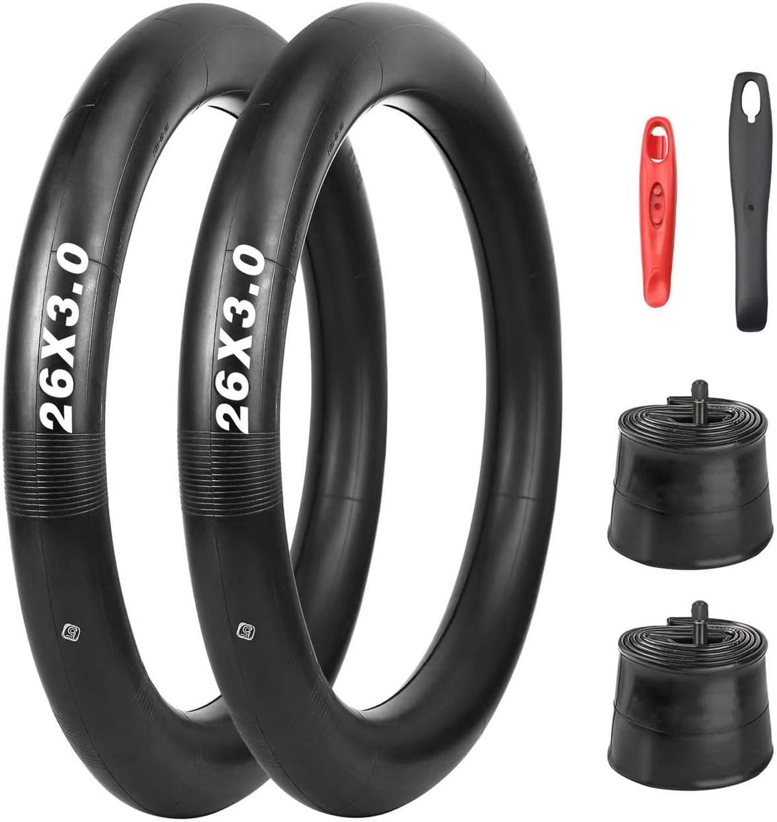 SnelShoppen - 2 Stuks 26 x 3.0 Inch Fietsbinnenbanden AV35mm Schrader Ventiel voor Fat Bikes, E-bikes en Sneeuwfietsen