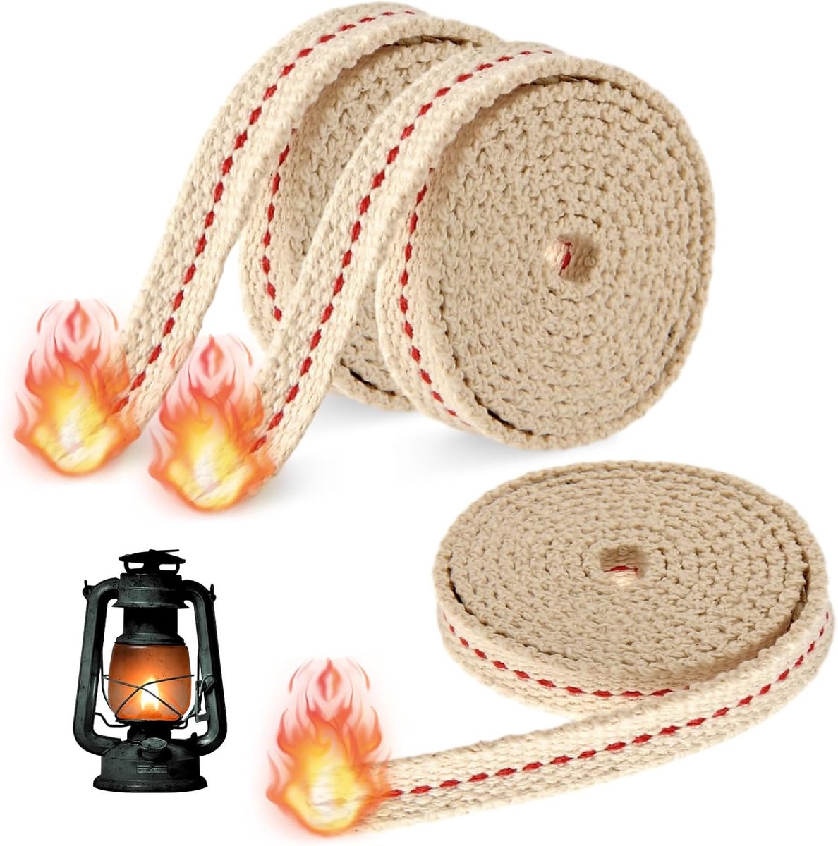 SnelShoppen - 3 Rollen Olie Lamp Wick - Katoenen Platte Wick voor Olie Lamp - Reservelamp voor Petroleum Lampen, Tuin Fakkels en Traditionele Olielamp