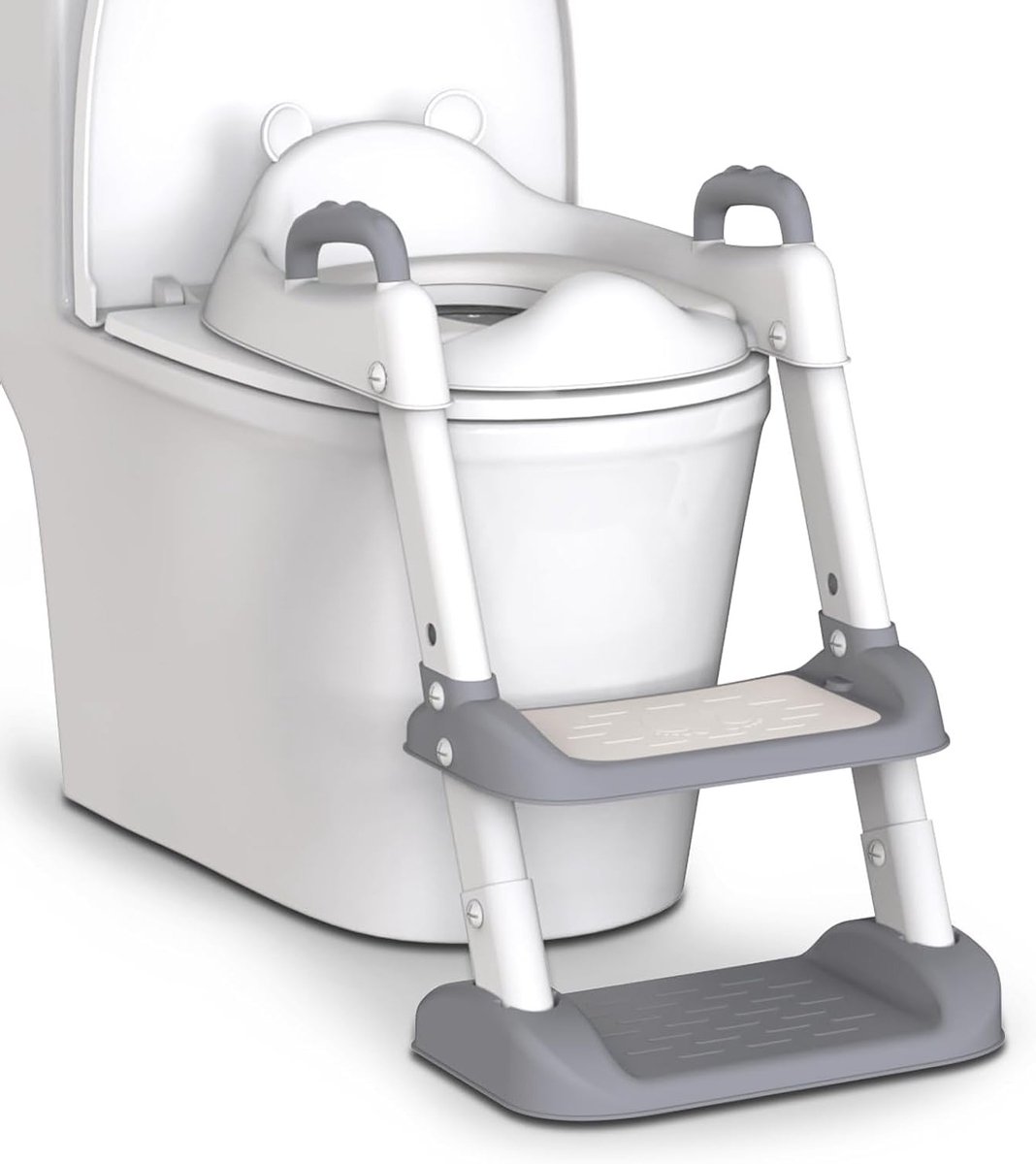 Altijd trainen met een kinderstoel en opstapje voor peuters, veilig toiletgebruik met splash guard en comfortabele handgreep