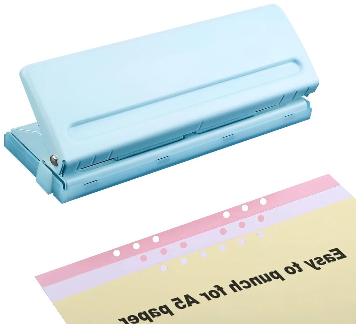Verstelbare 6-gats perforator voor planners en persoonlijke agenda's, roestvrije perforator voor kantoor en ringbanden, ideaal voor organisatie en creatief gebruik