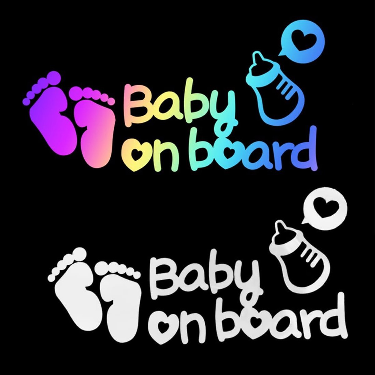 SnelShoppen - Baby on Board Stickers, Meisje/Jongen/Kinderen, Duurzaam en Waterdicht Vinyl, Auto Veiligheidsstickers voor Kinderen, Schattige Voetafdr