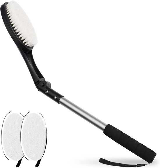 Rugborstel set - 3 stuks met lotion applicator pads - lichaamswas badborstel - lange steel lichaamsborstel - doucheborstel droogborstel - crèmehulp rug