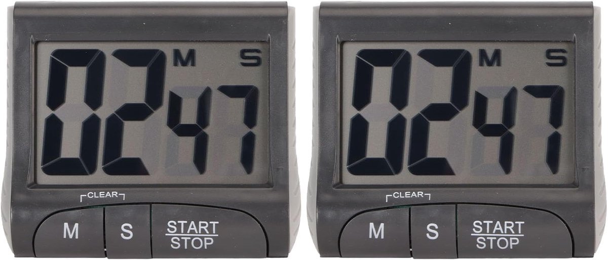SnelShoppen - 2 Piece Timer Set, Magnetische Keukenklok, Digitale Countdown Timer met Groot Display voor Koken en Studeren, 99 minuten en 59 seconden