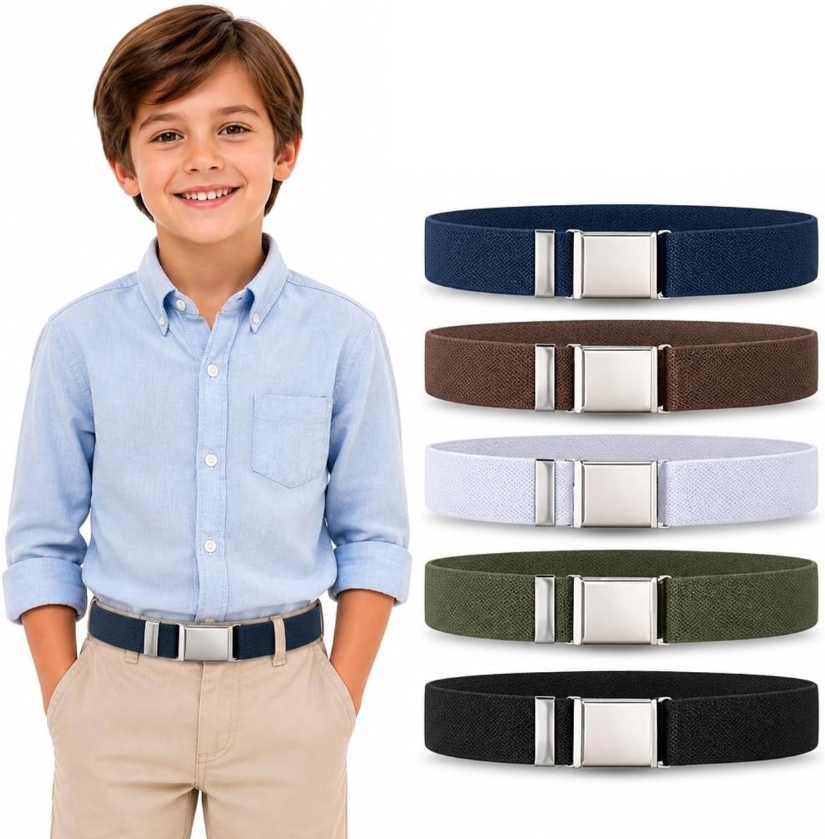 5 stuks elastische riemen voor kinderen, jongens en meisjes, verstelbare kinderriem - ShopVlot