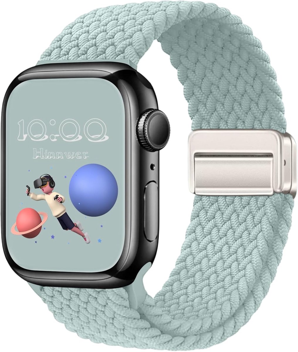 Gevlochten armband voor Apple Watch 42 mm 38 mm 40 mm 41 mm dames heren elastisch nylon stoffen band met magnetische - ShopVlot