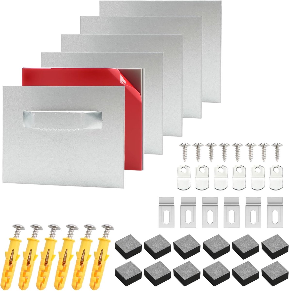 DRAKEWOOD 6 x 8 cm self-adhesive metal hooks, photo set with 6 pieces aluminium photo holders for hanging photos - ShopVlot