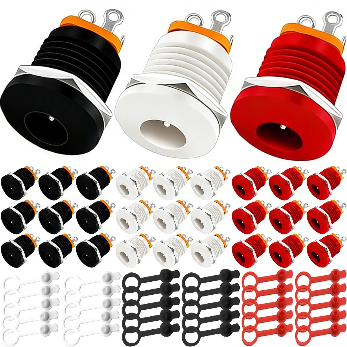 DC-stopcontacten 5,5 x 2,1 mm stekkerbus 3-polige bus voor schakelpaneel inbouw 6 V, 9 V, 12 V ronde bus voor - ShopVlot