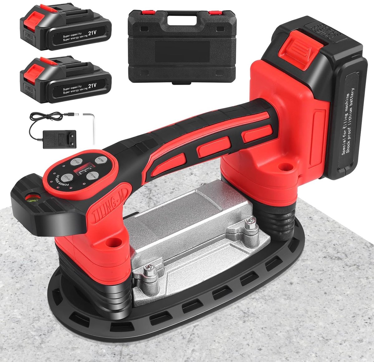 Tiling Vibrator Suction Cups for Tiles, 9 Adjustable Speeds Battery Operated Suction Cup with 2 x 1500 mAh Batteries - ShopVlot