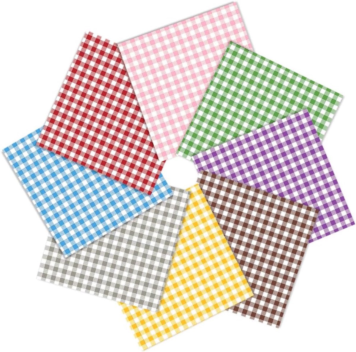Gingham Checkered Fabric 8pcs, 50x50cm Pastel & Classic Gingham Plaid Quilting Square Fabric, Assorted Color Tartan - ShopVlot