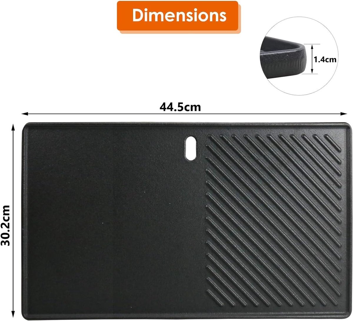 Denmay 7638 44.5 x 30 cm Cast Iron Grill Plate for Weber I & II Spirit E/S 310, 320, 330, Spirit E-310 Classic, 700 - ShopVlot