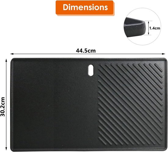 Denmay 7638 44.5 x 30 cm Cast Iron Grill Plate for Weber I & II Spirit E/S 310, 320, 330, Spirit E-310 Classic, 700 - ShopVlot